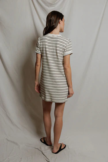 Nella Stripe Dress full body back view on model