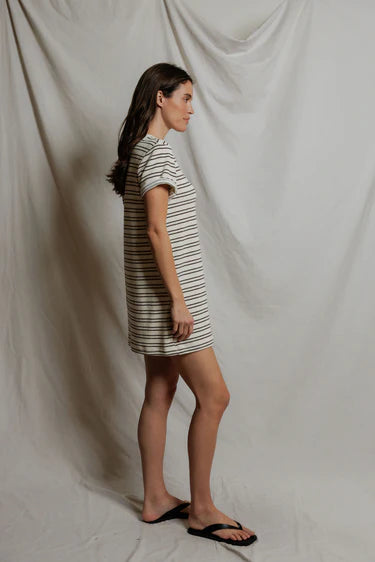 Nella Stripe Dress full body side view on model