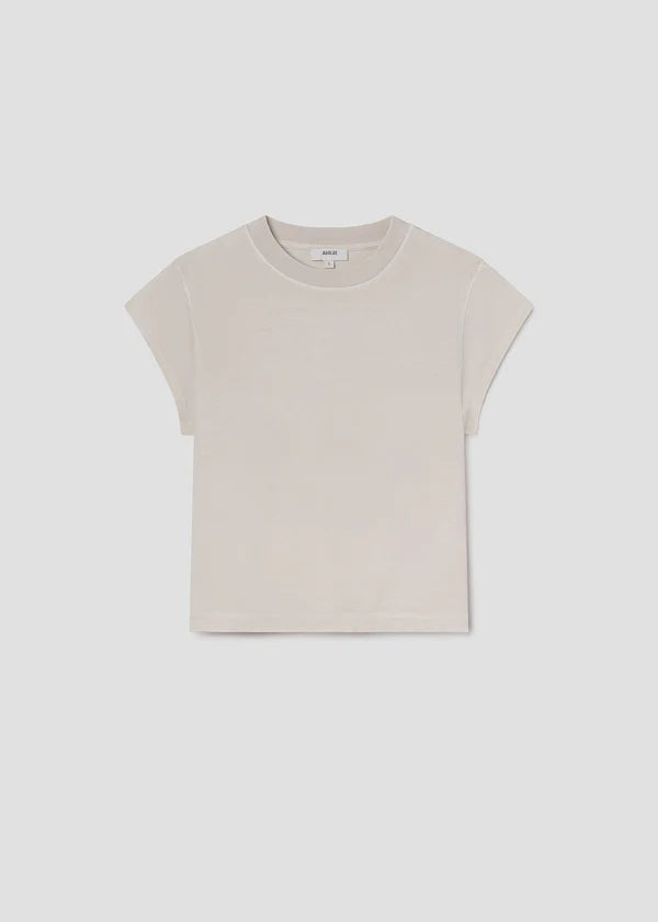 Long Line Bryce Cap Sleeve Tee Bone laid flat