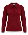 wine colored long sleeve top with gold stud details 