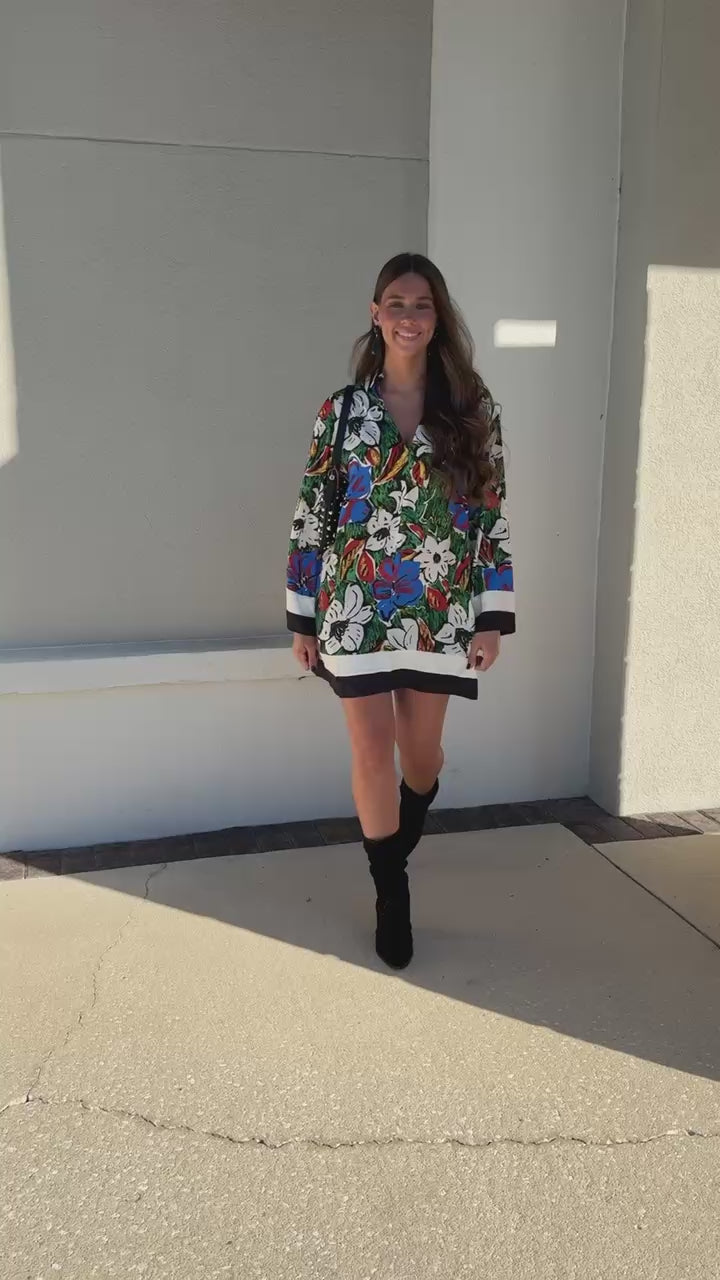 Women walking wearing Diaz Long Sleeve Mini Dress