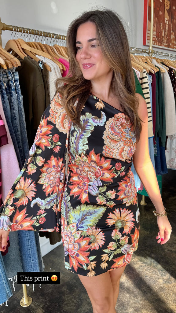 Maven One Shoulder Dress, model walking forward