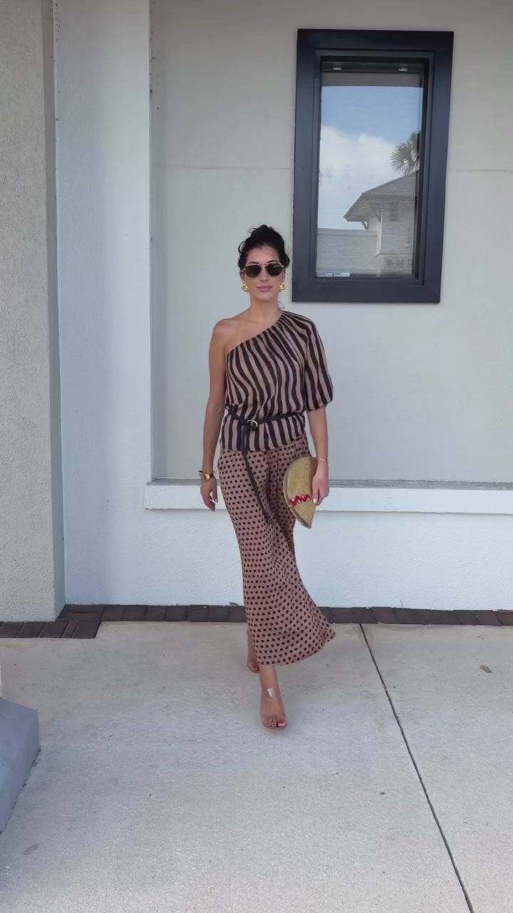Erin One Shoulder Top on model