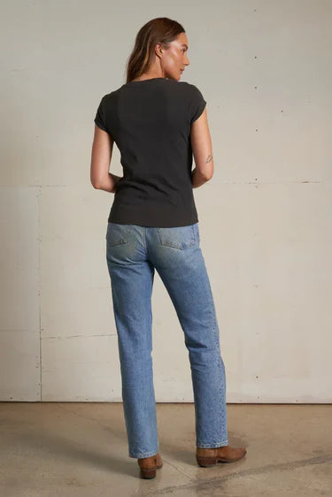 Sheryl Tee in Vintage Black full body back view on model