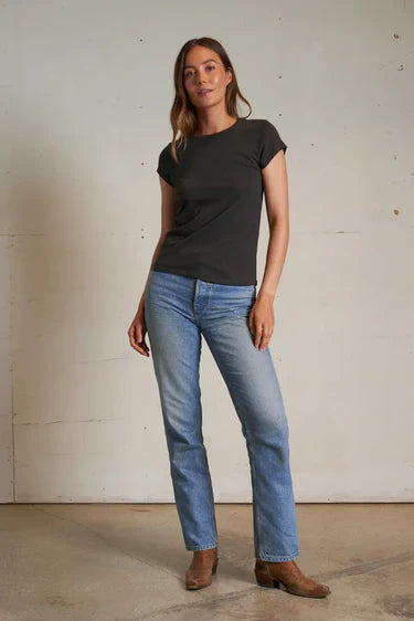 Sheryl Tee in Vintage Black full body front view on model