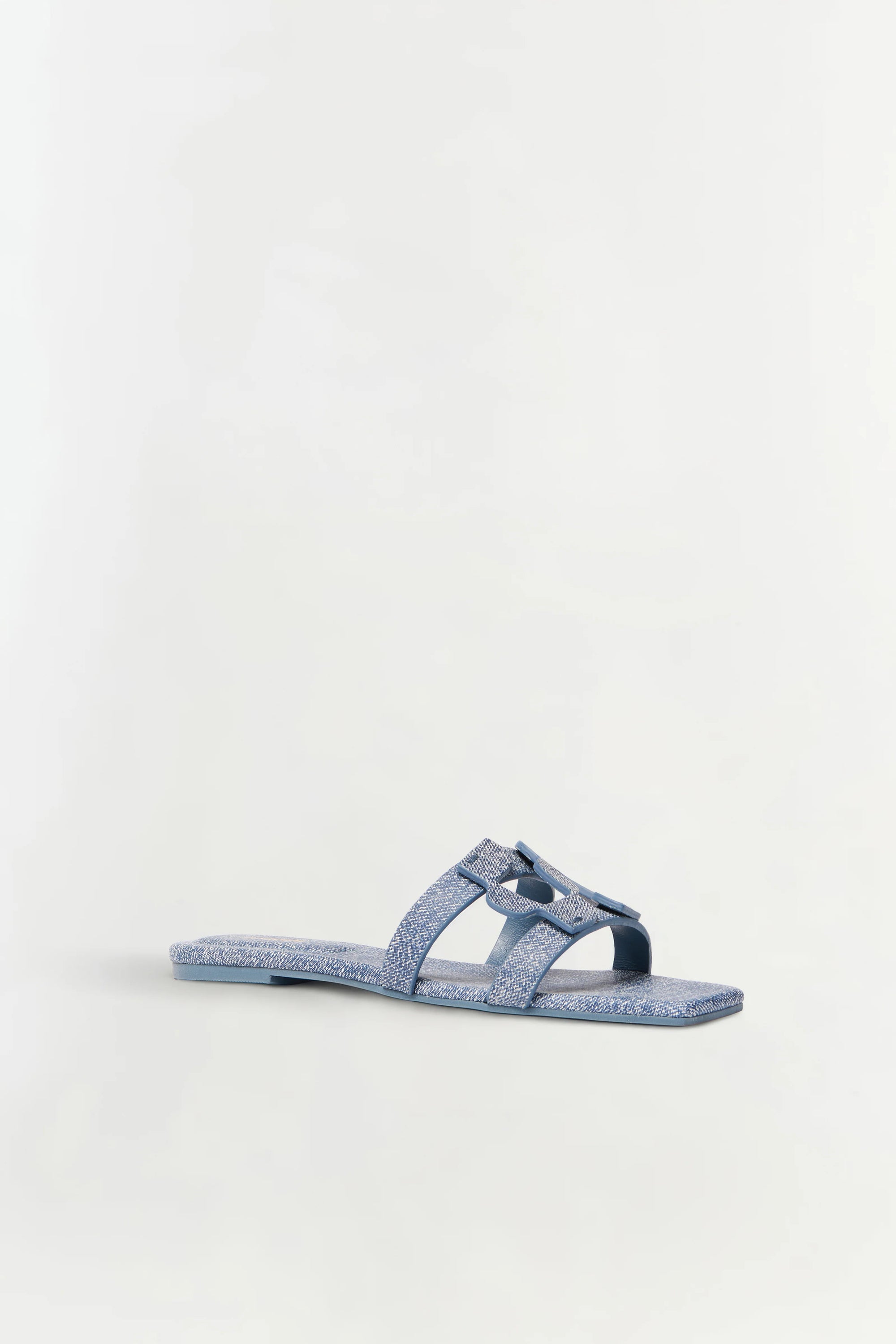 Blue sandal on a light gray background