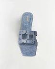 Monogram Denim Leather Flat Slide top view