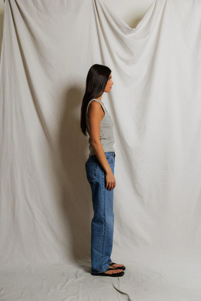 Vicky Stripe Tank side view on model
