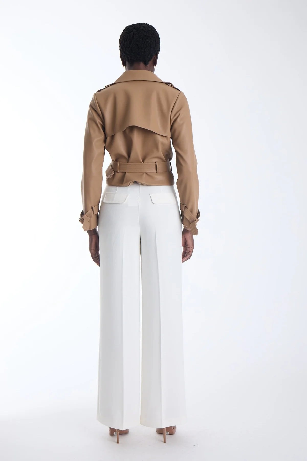 Vida Trench Jacket back view on model