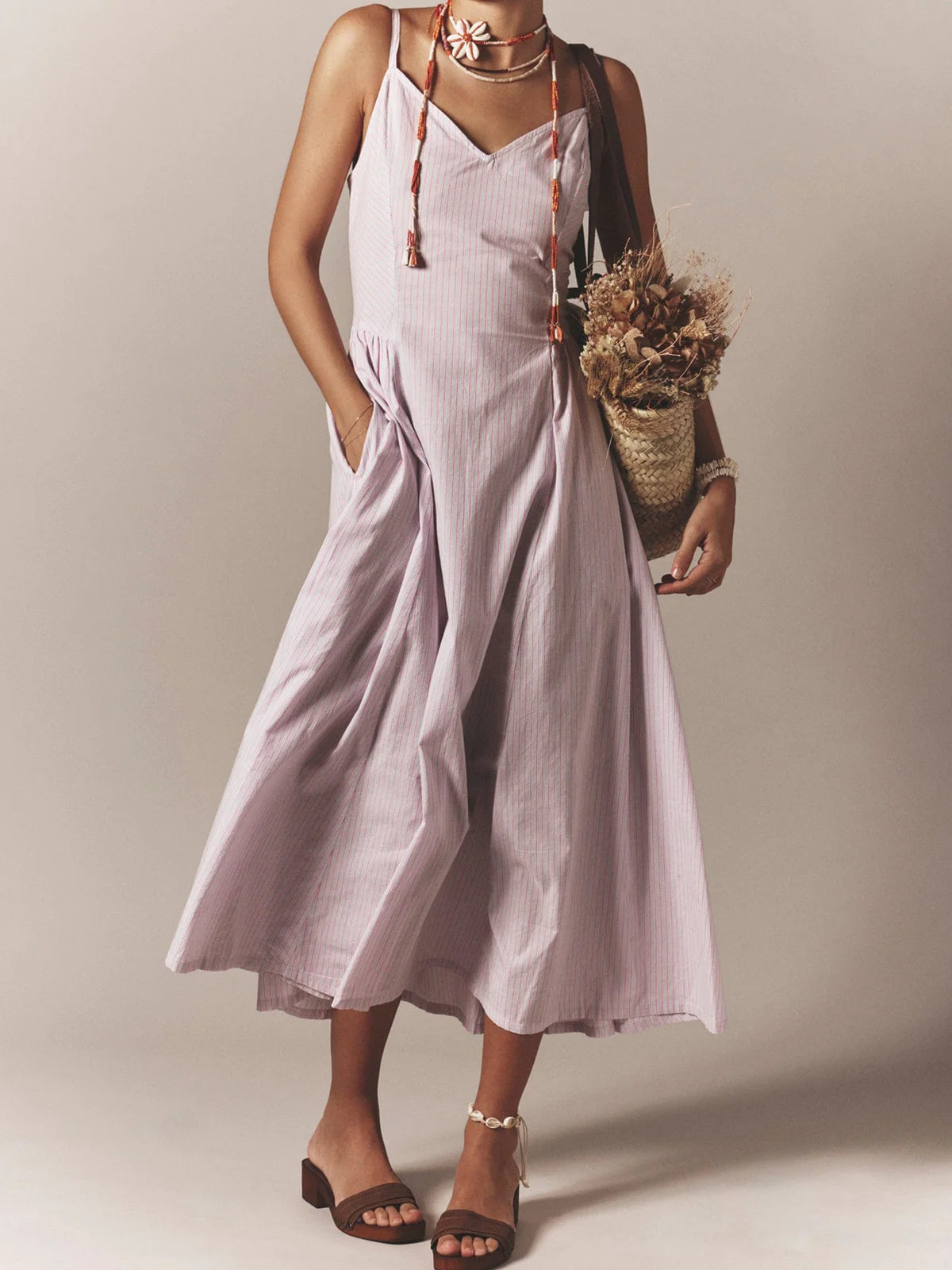 Bardot Dress, front, hand in pocket