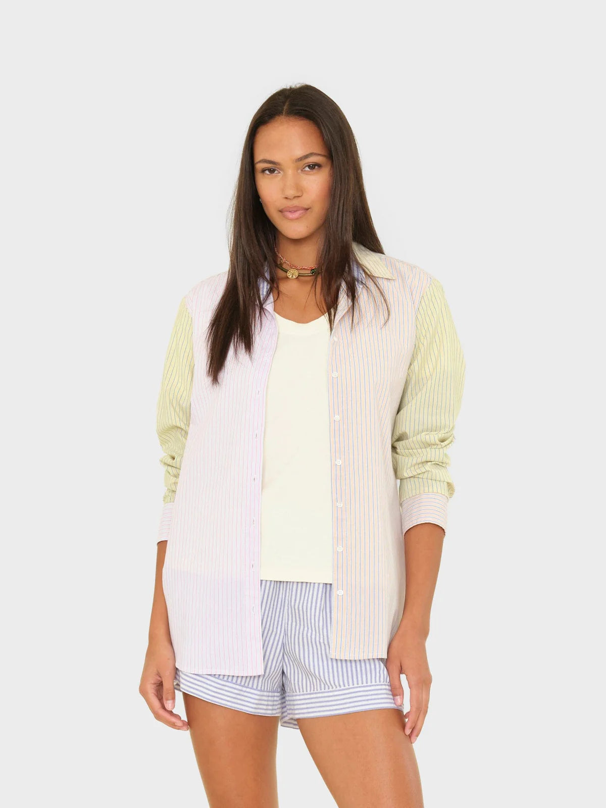 Beau Shirt Mixed Stripe front view, open