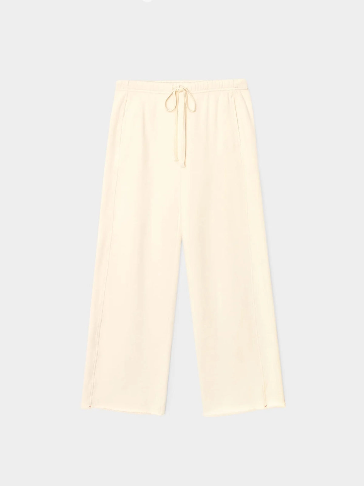 wide leg cream sweatpants on a white background 