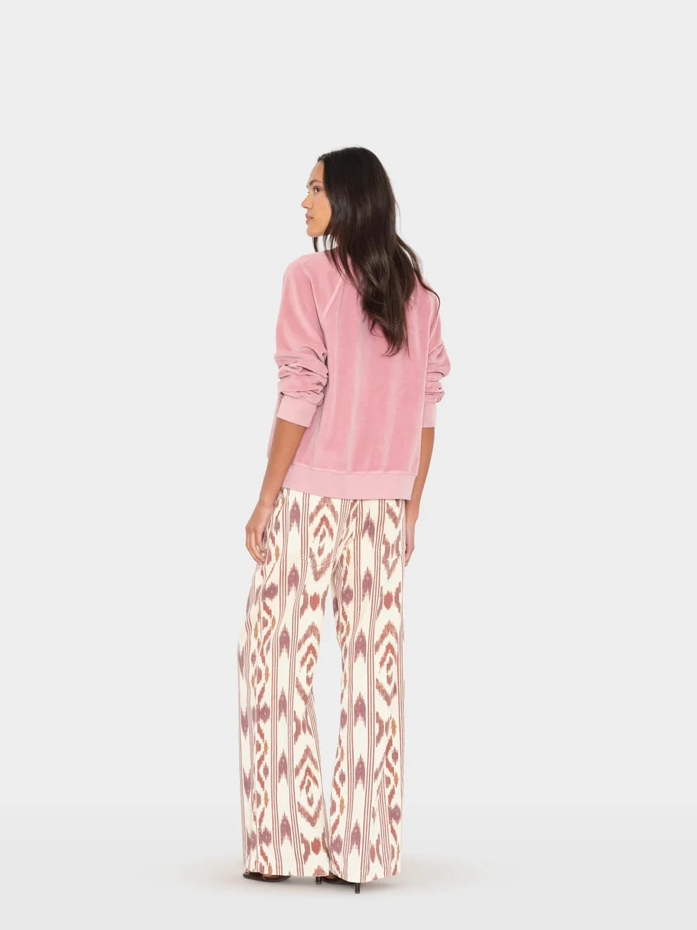 Nixon Pant in Ivory Ikat back view on model