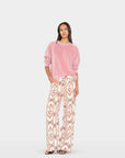 Nixon Pant in Ivory Ikat front view on model on white background