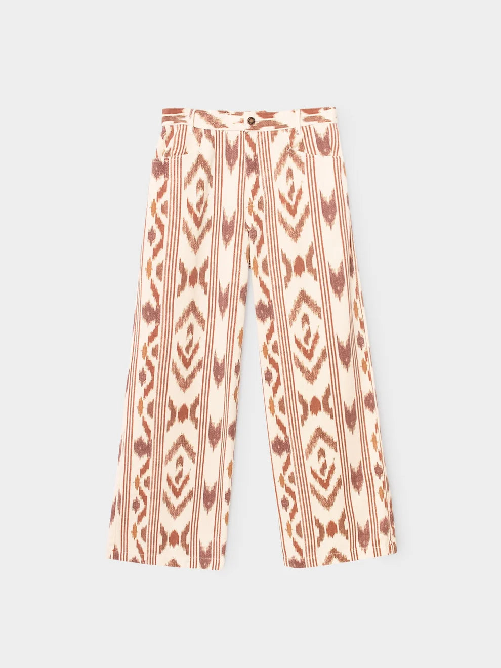 Nixon Pant in Ivory Ikat front view on white background