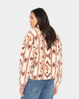 Ridge Pullover in Ivory Ikat back view on model