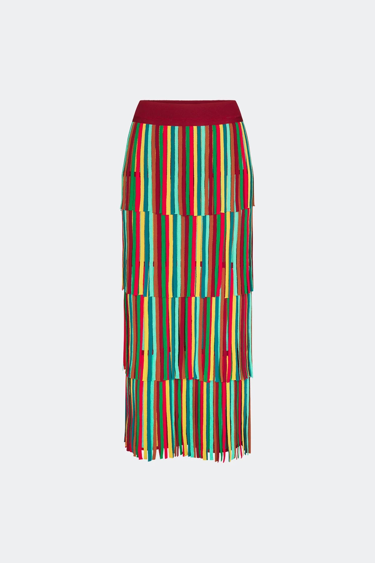 Multicolored striped skirt on a white background