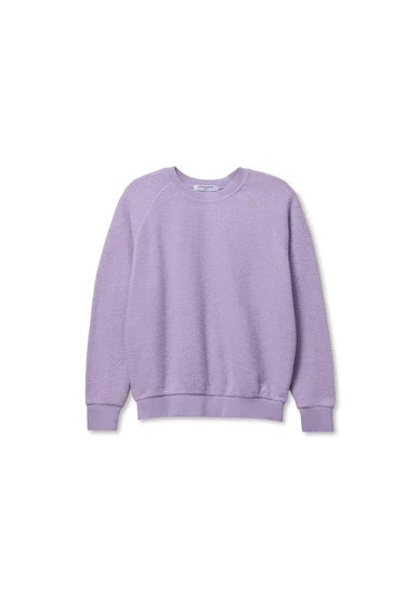 photo of a purple sweatshirt on a white background